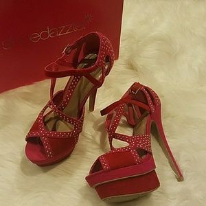 Stunning Red/Pink Platform Heels New